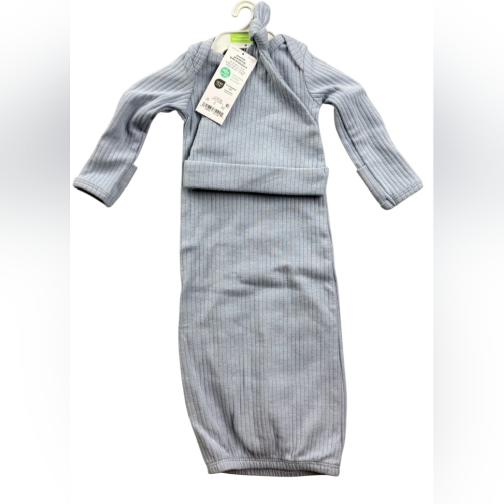 Light Blue Ribbed Baby Gown Preemie With  Hat Carter's Brand